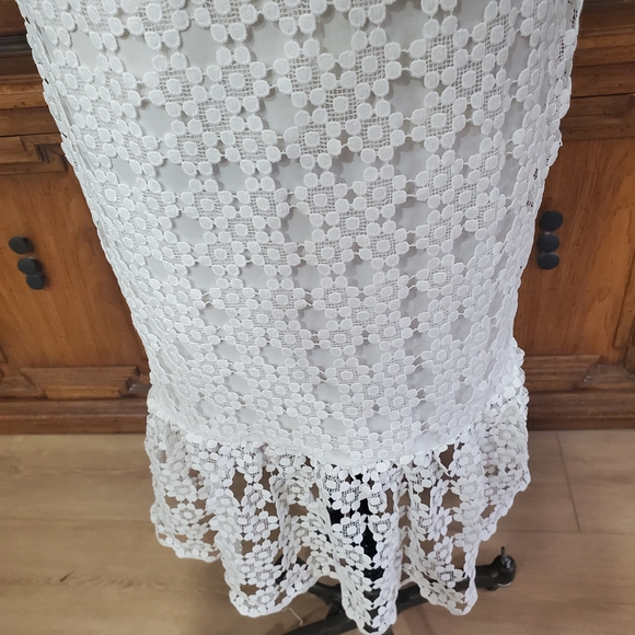 White Floral Lace Two-Piece Midi Dress - Picture 6 of 12